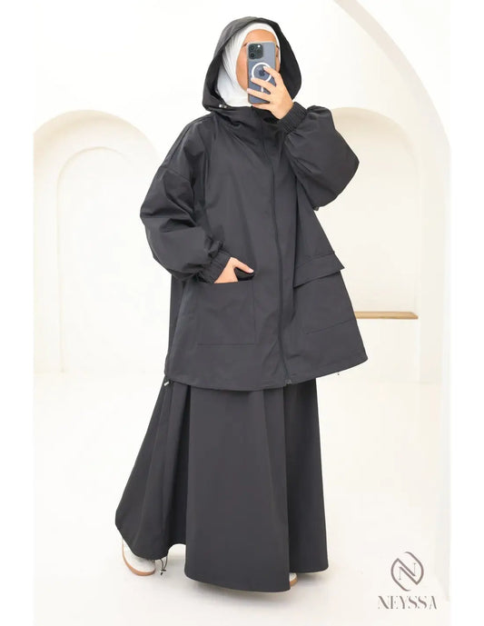 🌧️ 2-delige set voor dames – Lange rok en Parka (Waterafstotend)