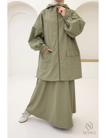 🌧️ 2-delige set voor dames – Lange rok en Parka (Waterafstotend)