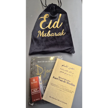 Eid Mubarak gift set Cadeaupakketje Man met een dua boekje en luxe items