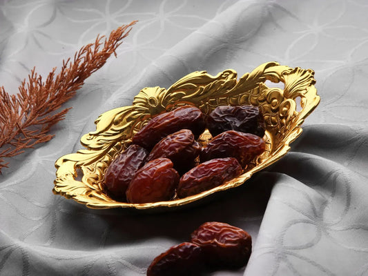 Gouden Serveerschaal "Druppel" – Voor Dadels, Suikergoed & Turks fruit - Islamboekhandel.nl