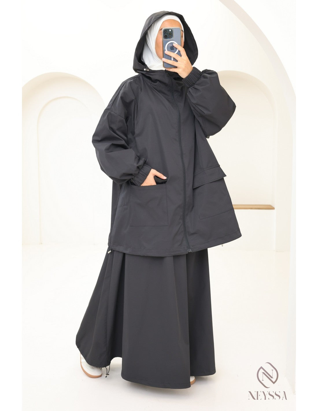 2-delige damesset – lange rok en waterafstotende parka