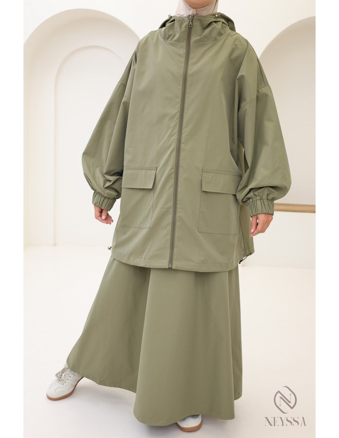 2-delige damesset – lange rok en waterafstotende parka