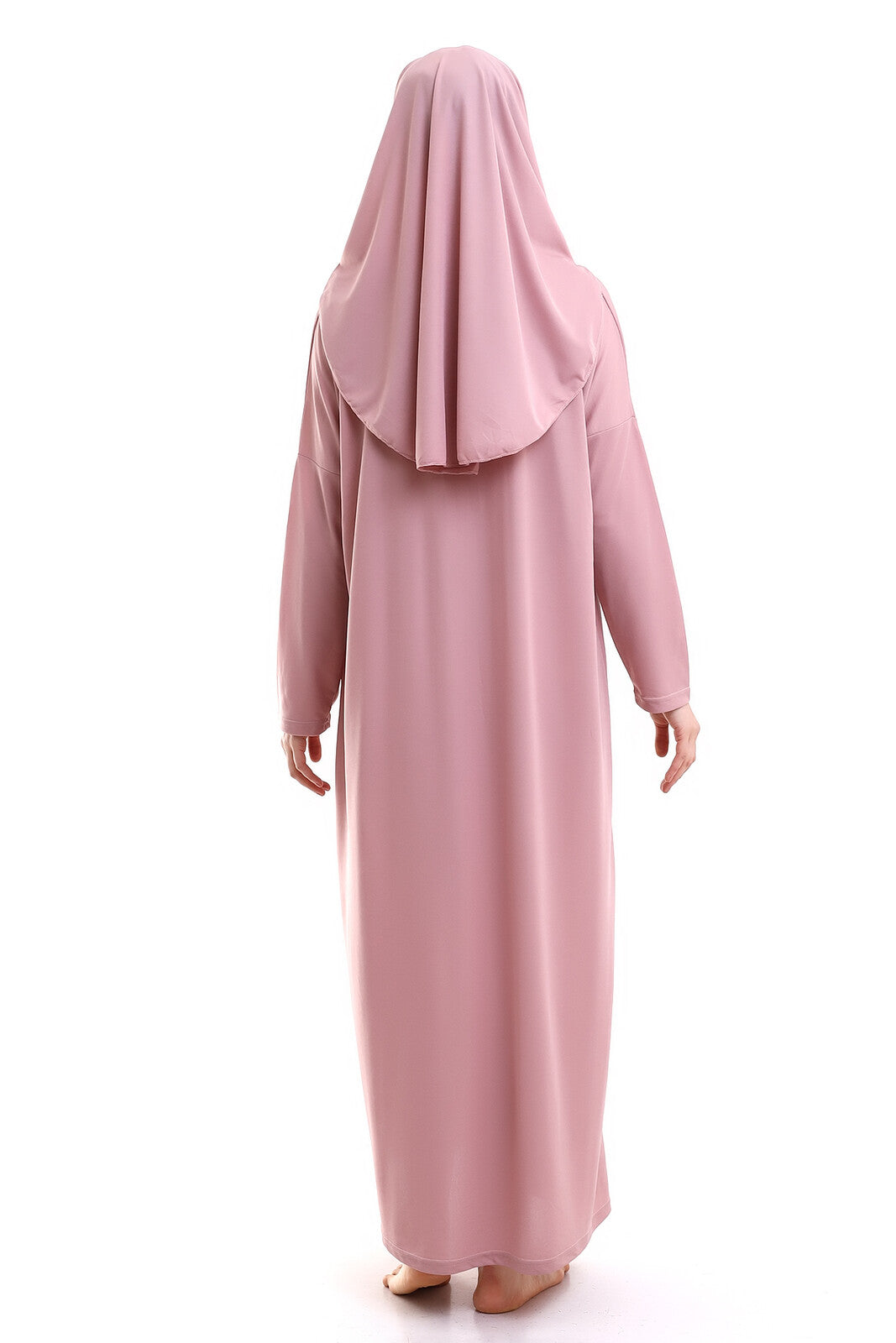 Ihvan online Moslimjurk voor dames met lange mouwen, eendelige islamitische gebedsjurk, Zwart, XS-XXL