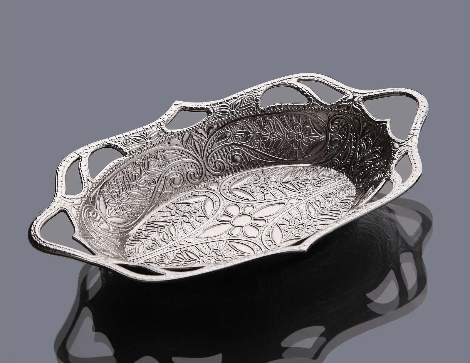 Ovale Zilveren Serveerschaal – Voor Dadels, Snoep - Islamboekhandel.nl