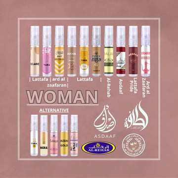 Selectie van parfum samples met arabische parfum en choco musk voor een langdurige geurbeleving