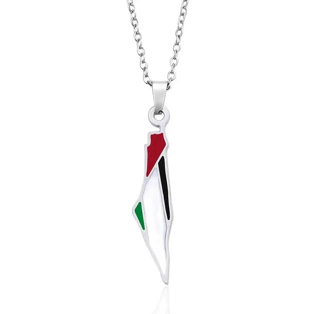 Palestina hanger met ketting -klein - Zilver